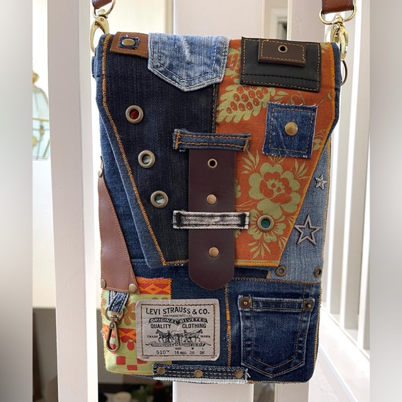 Denim Unique Upcycled Denim Crossbody Bag – Padded and Stylish - Picture 10 of 16